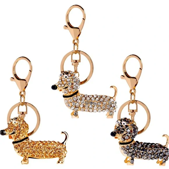 Dachshund Keychain Pendant Crystal Studded BLING!~$4.99 shipping Applied! - Picture 3 of 3